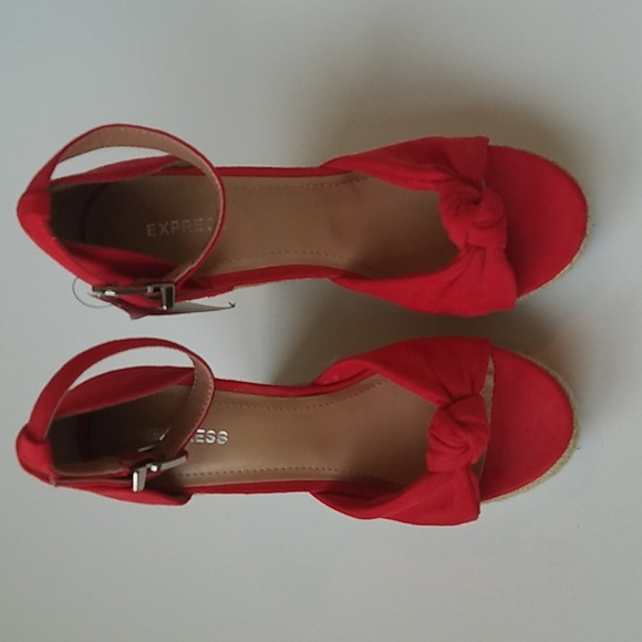 Express Red Platform Espadrilles Woven 3" Wedge 6 NWT - Picture 2 of 8